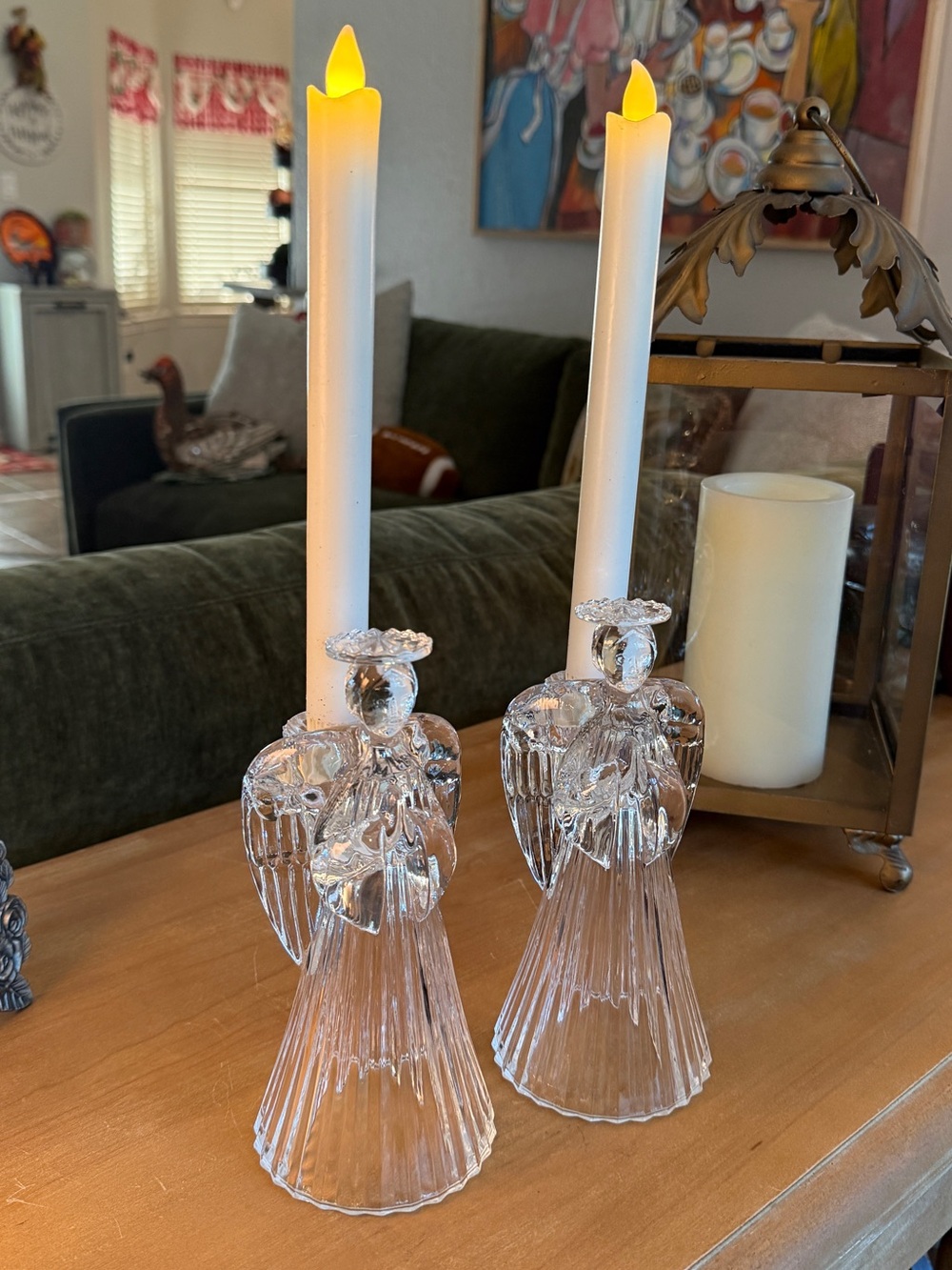 Vintage Lead Crystal Angel Taper Candle Holders - Pair